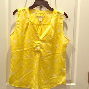 Yellow and white sleeveless top